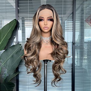 LACE FRONT JADE CASTANHO COM MECHAS 13 x 4