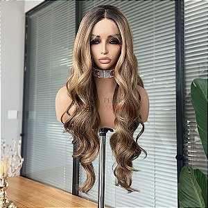 LACE FRONT KAMILLA LOIRO MEL COM MECHAS DOURADAS 13 x 4