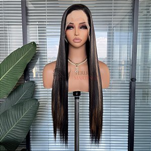 FULL LACE FRONT MELISSA CASTANHO ESCURO COM MECHAS  13 x 6