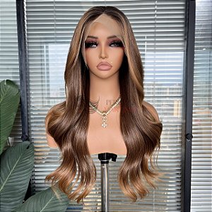 LACE FRONT KAMILLA CASTANHO CLARO COM MECHAS 13 x 4