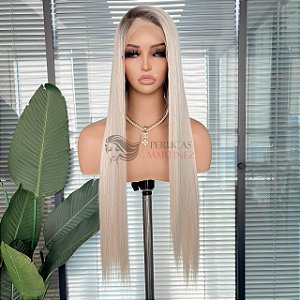 FULL LACE FRONT MELISSA  PLATINADA COM RAIZ 13 X 6