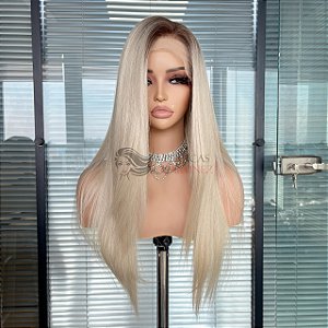 LACE FRONT MELISSA LOIRA PLATINADA COM RAIZ 13 X 4