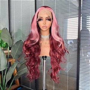 LACE FRONT FÚCHSIA COM MECHAS 13 X 4