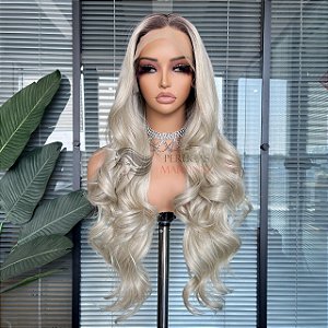 LACE FRONT JADE PLATINADA COM RAIZ 13 X 4