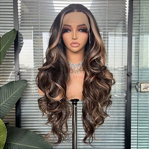 LACE FRONT JADE CASTANHO ESCURO COM MECHAS 13 X 4