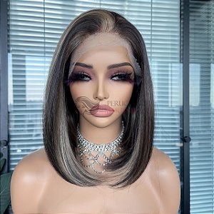 FULL LACE FRONT KIM  CASTANHO ESCURO COM MECHAS 13 X 6