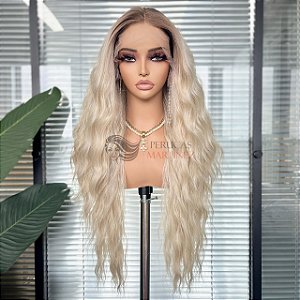 FULL LACE FRONT KÁTIA LOIRA PLATINADA COM RAIZ 13 X 6