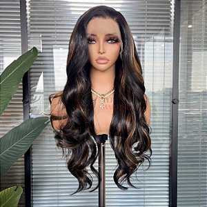 FULL LACE FRONT JADE CASTANHO ESCURO COM MECHAS 13 X 6