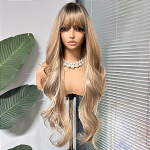 Wig Melissa Loiro Bege Dourado com Raiz Esfumada