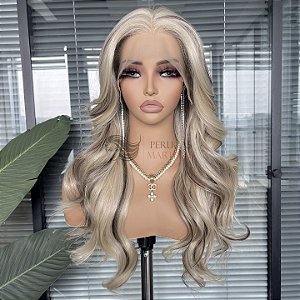 LACE FRONT KAMILLA LOIRO BEGE PEROLADO COM RAIZ ESFUMADA 13 X 4