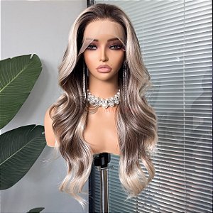LACE FRONT ARIANA CASTANHO ACINZENTADO COM LUZES 13 x 4