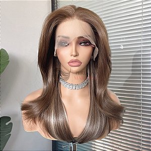 FULL LACE FRONT AURORA CASTANHO CLARO COM MECHAS 13 X 6