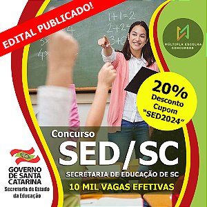 CURSO ONLINE SED/SC  2024 FURB  ** PROFESSOR DE MATEMÁTICA **   - ( Edital Publicado)