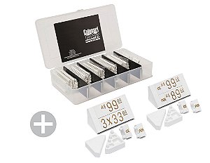 Kit de Preços com Ponteiras Duplas + Palavras "DE" e "POR" (570 Peças) - Branco com Dourado