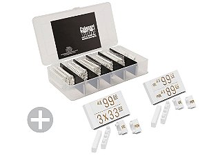 Kit de Preços para Vestuário com Ponteiras Duplas + Palavras "DE" e "POR" (570 Peças) - Branco com Dourado