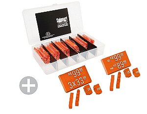 Kit de Preços para Vestuário com Ponteiras Duplas + Palavras "DE" e "POR" (570 Peças) - Laranja com Branco