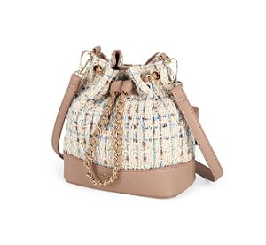 Bolsa Transversal Bucket Tweed Up4You Bege