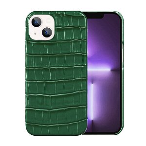 Capa Crocodilo para iPhone - Verde Modelo do iPhone:14 Plus (1505)