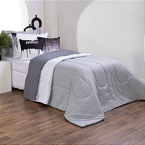 Kit Edredom Linho Colorful Solteiro cor:Cinza (3002-10)
