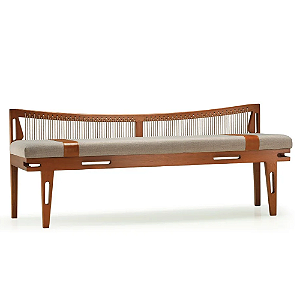 Banco Recamier Otis Assento Estofado Encosto com Corda Náutica Eucalipto Line Luciana Ruiz