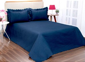 Kit Cobreleito Classic Queen 03 pçs Azul