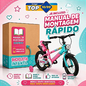 Bicicleta Infantil Aro 14 rosa 3 a 7 Anos Estilo Shark com LED + Pneu Grosso + R