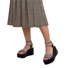 Sandália Ana Bella Corda Salto Alto Black Cadar