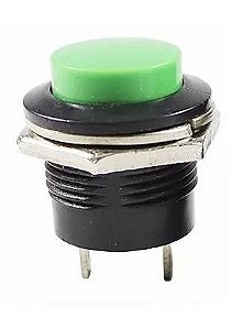 CHAVE PUSH BUTTON 2 POLOS 13MM VERDE 3A 250V