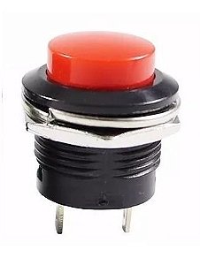 CHAVE PUSH BUTTON 2 POLOS 13MM VERMELHA 3A 250V