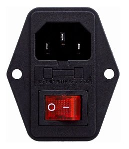 TOMADA FEMEA COM INTERRUPTOR E PORTA FUSIVEL PARA IMPRESSORA 3D E CNC