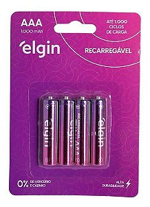 AAA 1000 MAH PILHA RECARREG.ELGIN BLIST4