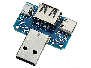 ADAPTADOR USB 4 EM 1 PARA USB TIPO C, MICRO USB, USB FEMEA e DIP - XY-USB4