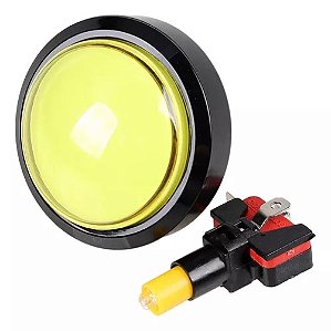 BOTAO ARCADE FLIPERAMA ILUMINADO 60mm - AMARELO