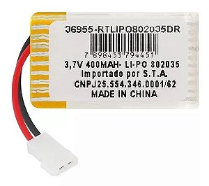 BATERIA RECARREGAVEL LI-POLIMERO 3,7V 400MAH- 802035