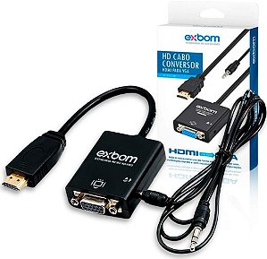 CABO CONVERSOR HDMI A PARA VGA FEMEA COM AUDIO EXBOM