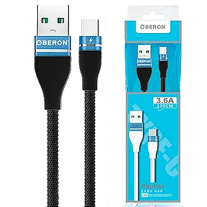 CABO CARREGADOR TYPE-C X USB 1 METRO PARA CELULAR OBERON