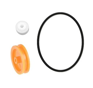 KIT POLIAS PLASTICAS 7 E 17mm COM CORREIA DE BORRACHA LISA 30mm