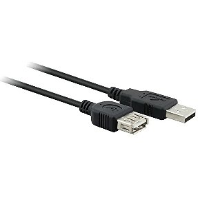 CABO USB 2.0 - USB A MACHO + USB A FEMEA 2.0 - 1,80M - PRETO