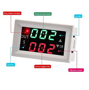 DISPLAY TEMPORIZADOR COM RELE ACOPLADO 12V - COR BRANCA