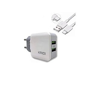CARREGADOR 2 USB 2.4A KAIDI - KD-301C