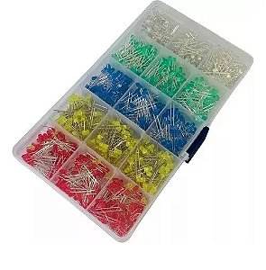 KIT LEDS 3mm NA MALETA 200pcs DE CADA 5 CORES