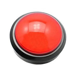 BOTAO ARCADE FLIPERAMA ILUMINADO 100mm - VERMELHO - COM RESSALTO (OVAL)