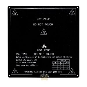 MESA AQUECIDA DE ALUMINIO 12V 24V 220*220*3mm