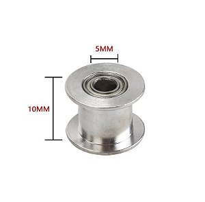 POLIA TENSORA GT2 LISA 10MM FURO 5MM C/ ROLAMENTO 3D
