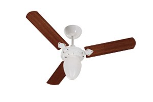 Ventilador de Teto Pera 220V Branco e Pás Verniz Tron