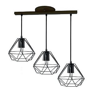 Pendente Aram Belgica 3XE27 Nacional PD 603 Preto