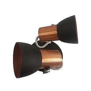 Spot Cone para 2 Lâmpadas E27 Preto e Cobre SP1940-2