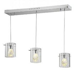 Pendente Amadora com 3 Lâmpadas em Led Cristal Clear SL-6672-H3