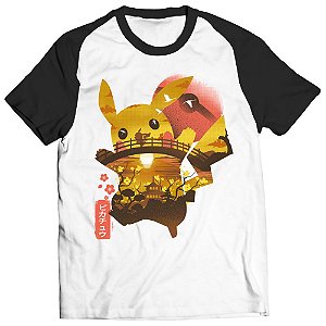 Camiseta Pikachu Pokémon Anime Geek Raglan Unissex