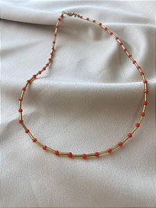 Colar Único Canutilho Cristais Laranja